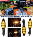 MOXI Branded Flexible Universal Fit LED Indicator for Motorcycle Bike Waterproof KTM Style Amber  Turning Signal Lamps Blinkers Bulb Turn Signals 12V. 