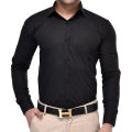 Black Cotton Long Sleeve Casual Shirt For Men.