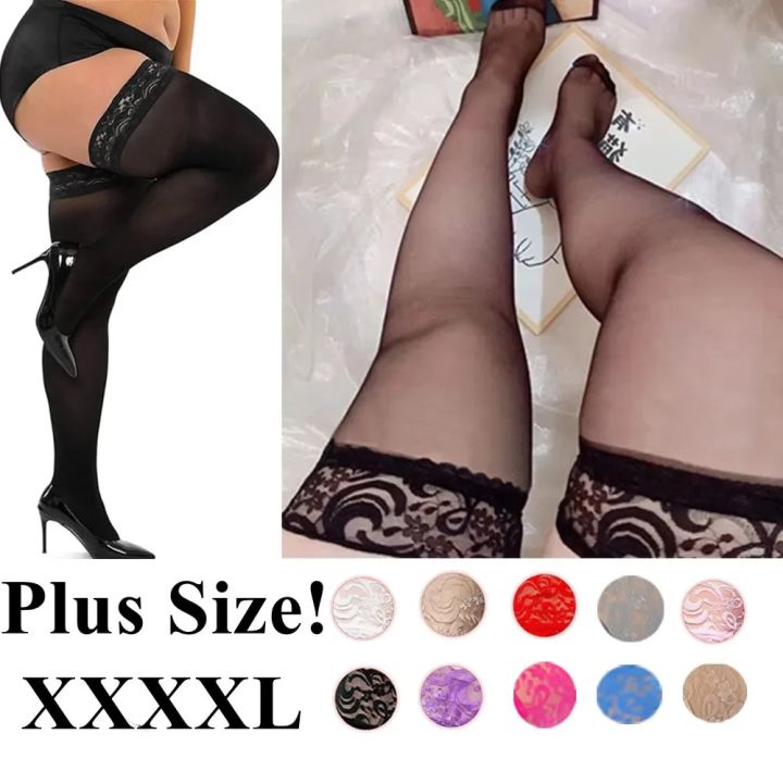 Lace Knee Thigh High Stockings Plus Size Lingerie Elastic Long Socks XXXL Plus Size Stocking Clothing for Women 4XL 5xl 6xl
