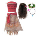 Disney Halloween Dress Up Party Moana Costume Little Girl Princess Fancy Clothes Children Vaiana Outfit for 2 3 5 6 8 10Y. 