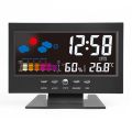 HA Electronic Digital Temperature Humidity Monitor Clock Weather Forecast Clock-Black.