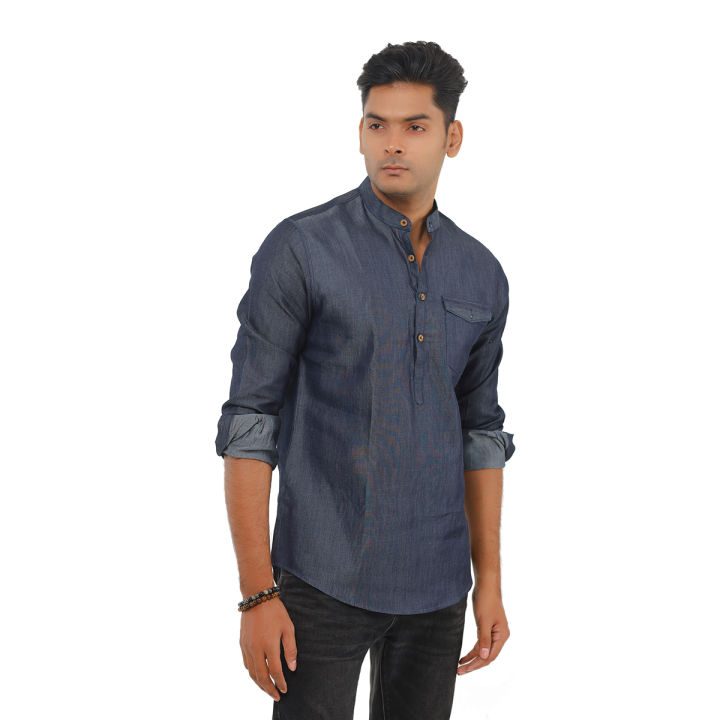 Navy Blue Denim Katua Denim Shirt For Men Katuya for Men