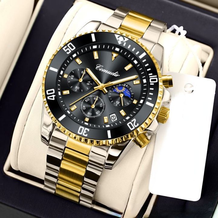 Green Golden Men Watches Male Waterproof Sport Wristwatch Luxury Fashion Luminous Hands Chronograph Wrist Watch For Man