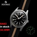 RDUNAE RA03 G10 34.5mm Retro Military Watch 316L Stainless Steel K1 Mineral Glass Luminous Sports Quartz Men Pilot Watch Men. 