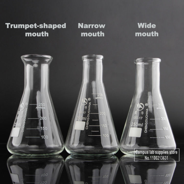 1piece 50ml/100ml/150ml/200ml/250ml/300ml/500ml/1000ml Borosilicate Glass Conical Erlenmeyer Flask for Lab Chemical Equipment