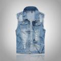 2024 Men's Fashion Jeans Sleeveless Jacket Vest Male Black Blue Denim Jeans Vest Man Cowboy Outdoors Waistcoat Mens Jacket Vest BunnyGarden.