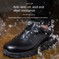 Insulation 6KV Black Leather Work Safety Shoes For Men Anti Smashing Steel Toe Cap Boots Non-slip Indestructible Male Footwear BunnyGarden. 