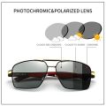 GCV Fashion Photochromic Aluminum Sunglasses Men Chameleon Polarized Pilot Glasses Anti-Glare Driving Eyeglasses Coating Mirror.