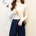 Candy Color Autumn and Winter Fashionable New Long Sleeve T T-shirt with Half Turtleneck Western Style All-Match Bottoming Shirt Women's Top.