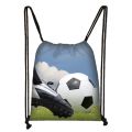 Footbally / Soccerly Print Backpack Men Canvas Travel Bag Teenager Boys Drawstring Bag Shoes Holder Kids Gift.