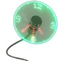 Foreign trade first-hand source USB clock fan, real clock, intelligent memory, net red LED flash word clock fan. 