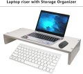 Monitor Riser With Sturdy- Stable Wooden 19.6-Inch Platform Mouse Keyboard Storage Computer Riser Easy Install Laptop Stand Riser. 