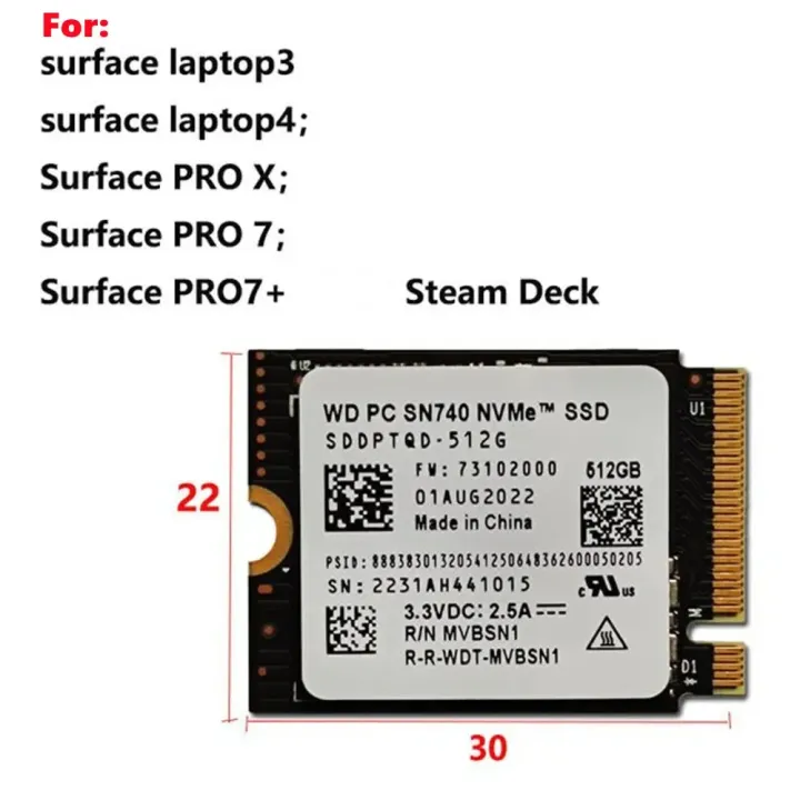 Western%20Digital%20WD%20Original%20SN740%20512GB%20256GB%20M.2%20NVMe%202230%20PCIe4.0x4%20SSD%20for%20Microsoft%20Surface%20Laptop%203%20Steam%20Deck%20New%20-%20Image%204