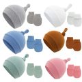 3pcs/Lot Solid Caps for Children Kids' Hat for New Born Baby Hat Birth Hat Baby Beanie Toddler Hat Glove Set Newborn Accessories. 
