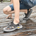 Summer sandals Men genuine Leather Sandals Men Slippers Soft Flat Men Beach Sandals Classic Buffer Outdoor mesh Wading Shoes men.
