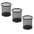 Generic Metal Cylinder Shape Office School Meshy Pen Holder Pencil Storage 1 Pcs Black. 