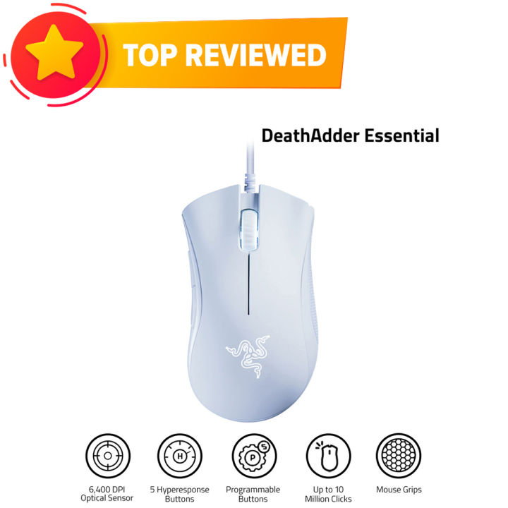 Razer%20DeathAdder%20Essential%20Wired%20Gaming%20Mouse%20Ergonomic%20Mice%20with%206400DPI%20Optical%20Sensor%205%20Programmable%20Buttons%20White%20(2021%20Version)%20-%20Image%204