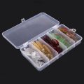Simulation Worms Fishing Lures Bionic Single Tail Soft Baits Fishy Smell with Plastic Fishing Tackle Box 50Pcs. 