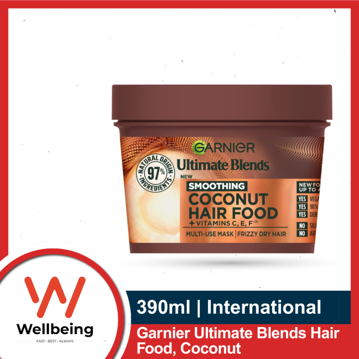 Garnier Ultimate Blends Smoothing Hair Food Coconut 3in1 Frizzy And Unruly Hair Mask 390ml (International)
