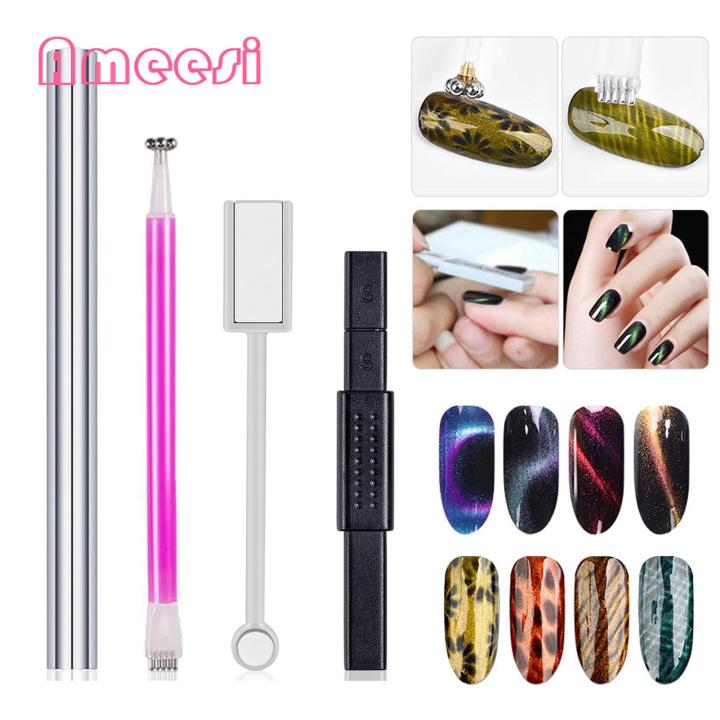 Magnetic Nail Art Tool Cat Eyes Nail Magnet Set for Diy Manicure Strong Magnetic Stick for Gel Polish Salon Quality Tool for Nail Magnet Tool