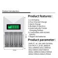 PUJIMAX 4 Slots Smart Battery Charger LCD Display US/EU/UK Plug For AAA/AA Ni-MH/Ni-Cd Rechargeable Batteries With AC Cable. 