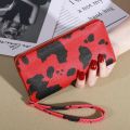 Cow Print Long Wallet, Women's Cute Versatile Faux Leather Zipper Wallet. 