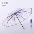 Transparent Flower Design Folding Women Fashion Umbrella.