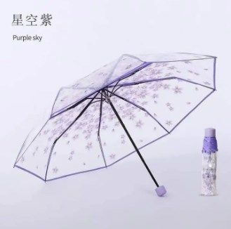 Transparent Flower Design Folding Women Fashion Umbrella