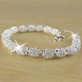 Ladies Bracelet Sliver Plated Chain Women Luxury Silver Wedding Bangles Fine Jewelry - Bracelets for Women.