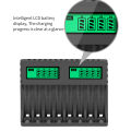 PUJIMAX 8-Slot Battery Charger With LCD Display Smart Intelligent For AA/AAA NiCd NiMh Rechargeable Batteries aa aaa Charger. 