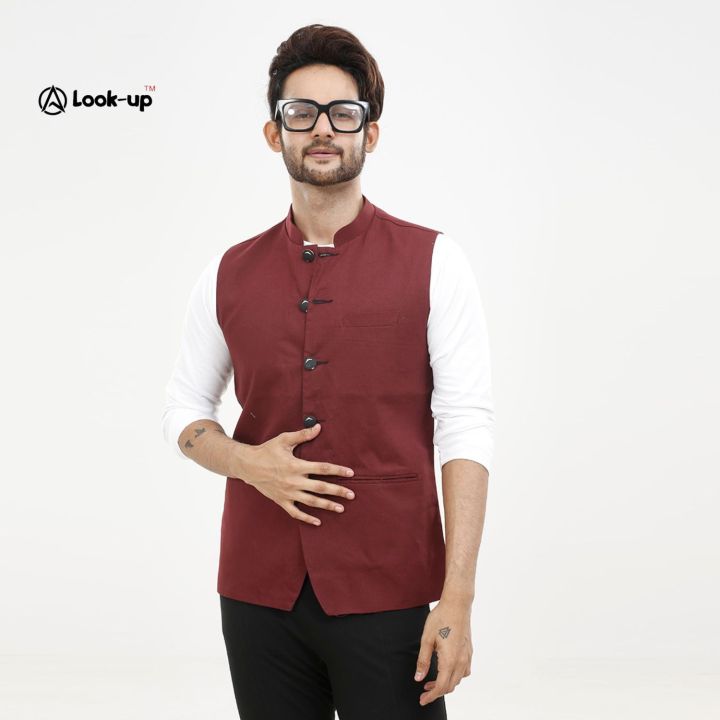 LOOK UP Gabardine Smart & Stylish Men's Waistcoat | Formal Koti Vest for Men