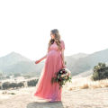 Maternity Dress Pregnancy Photography Props Dusty Pink Long Chiffon Dress Elegant Pregnant Women Clothes Lace Dresses. 