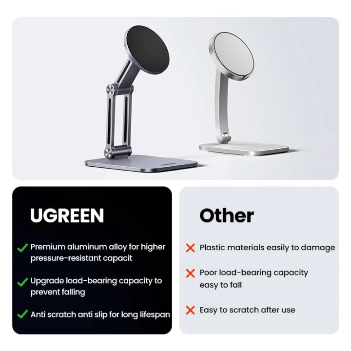 UGREEN%20Magnetic%20Phone%20Stand%20for%20Desk%20Cell%20Phone%20Holder%20Adjustable%20for%20iPhone%2014%2013%2012%20Pro%20Max%2011%20XS%20,%20Nintendo%20Switch,%20Aluminum%20Metal%20Desktop%20Phone%20Stand%20-%20Image%204