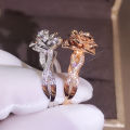 Rose Gold Plated Simulated Diamond Rings Rose Classic Wedding Rings for Women Girls.