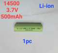 Li-ion 14500(AA) 3.7V 500mAh 1.8Wh Lithium-ion Rechargeable Battery with Soldering Tags/Tabs - 1 Piece. 