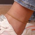 Stainless Steel Gold Plated Tarnish Free Jewelry Wheat Texture Rope Chain Anklets Bracelets Foot Leg Jewelry For Women Ladies. 