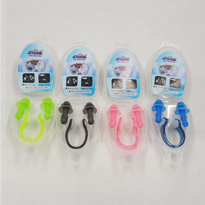Nose Clip for Swimming Earplug Set Silicone round Box Nose Clip Ear Plug Diving Swimming Product Silicone Nose Clip Earplug Set