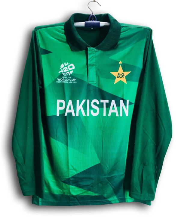 Pakistan T20 World Cup Jersey - Pakistan Full Sleeve Polo Jersey For Men - Pakistan Cricket Jersey 2024