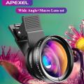 APEXEL 2 In 1 Phone Camera Lens Kit 0.45x  Wide Angle & 12.5x  Macro Lens HD Camera Lentes for Iphone Ios Android Smartphones. 