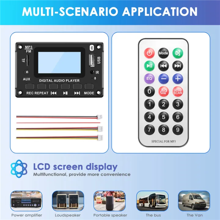 Car%20Bluetooth%20MP3%20Decoder%20Board%20LCD%20Display%20MP3%20Audio%20Module%20Speaker%20Support%20FM%20Radio%20AUX%20USB%20Decoding%20MP3%20Player%20-%20Image%203