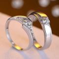 Couple's Silver Alloy Finger Ring Unisex Wedding Band Ring Set. 