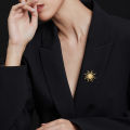 Gold sun pin women's niche design sense ins trendy high-end blazer neckline brooch ornaments accessories. 
