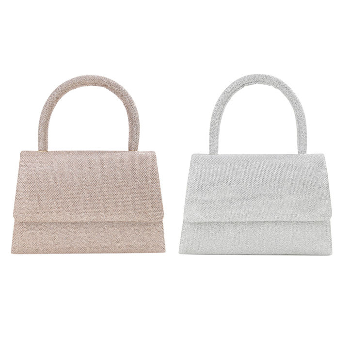 Women Fashion Evening Bag Solid Color Sequins Glittering Wrist Bag Versatile Evening Top-Handle Bag Dinner Party Wedding Bag