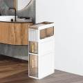 Floor Storage Cabinet Narrow Silent Wheel Movable with Drawers for Apartment. 
