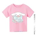 Sanrio Kids Cinnamoroll Tshirt Summer Hello Kitty Kids Cartoon Casual short-sleeved T-shirt Baby Boy Clothing Girls Clothing.