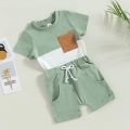 Baby Boy and girls Short Sleeve T-shirt Tee Shorts 2 Pcs Outfits Set used children baby comfortable T-shirt and pant baby toddler kids beautiful design. 