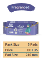 Fly Sanitary Napkin Jasmine 5-Panty System Perfumed-5 Pads Pack.