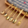 6Pcs Mini Royal Style Spoons  Vintage Metal Carved Dessert Cutlery s. 