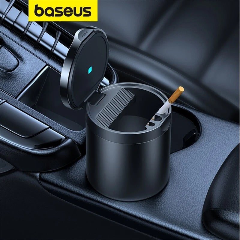 BASEUS Premium 2 Series Car Ash tray Aluminum Alloy Waterproof Car Ashtray Built-in LED Light