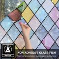 Decals Frosted Stained Glass Window Sticker Vintage Translucent Stained Glass Window Film Anti UV PVC Rainbow Glass Decals Stickers Bedroom. 